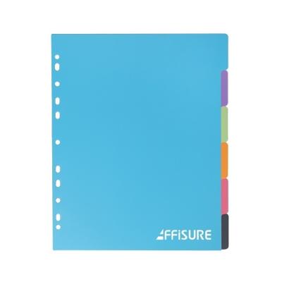 China Popular Durable AFFISURE A4 Size 3 Ring Binder Dividers with 6 Multicolor Labels PP Plastic Index Dividers, Fits for Most Folder and Binders for sale