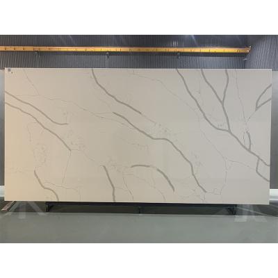 China Large Sale Calacatta Slab Stone Modern Whole White Marble Faux Engineered Quartz Stone for sale