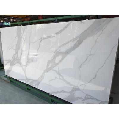 China Modern Calacatta Crystallized Stone Glass Slab Artificial Nano Marmoglass Slab for sale