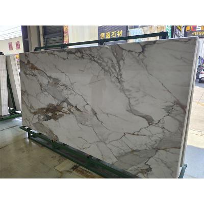 China Modern Wholesale Calacatta Quartz Marble Slab White Calacatta Slab Crystallized Glass Stone for sale