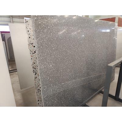 China HTT Modern Stone 600x600 Terrazzo Polished Cheap Porcelain Floor Tiles White With Gold Terrazzo Tiles Flooring for sale