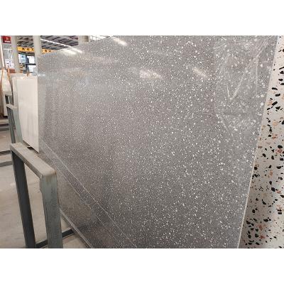 China HTT Gray 600x600 Modern Stone Terrazzo Polished Porcelain Floor Tiles for sale