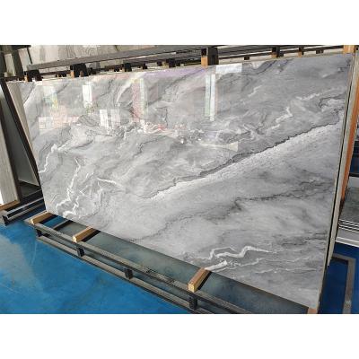 China Spring River Porcelain Large Size Slab Flooring Tiles Modern Customized Blue Polished Agglomerated Stone for sale