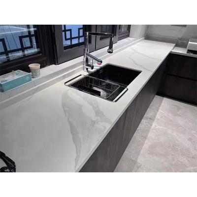 China Modern Calacatta Slab Table Top HTT Stone Countertops Quartz Stone Large Agglomerated Stone for sale