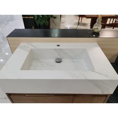 China Large Size Calacatta Porcelain Slab Countertops Modern White Color HTT Stone Agglomerated Stone for sale