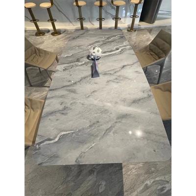 China Cheap Price Modern Chinese Crystal Calacatta Crystallized Glass Faux Table Top Marmoglass Slab for sale