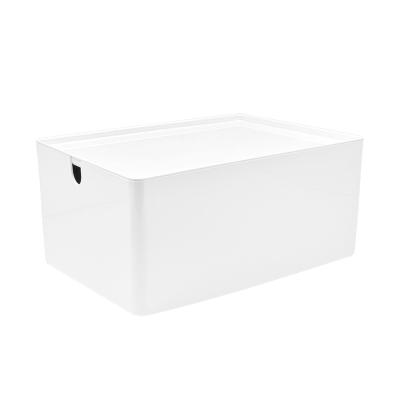 China Sustainable Household Clothes Sundries Storage Square Pet Plastic Storage Box With Lid for sale