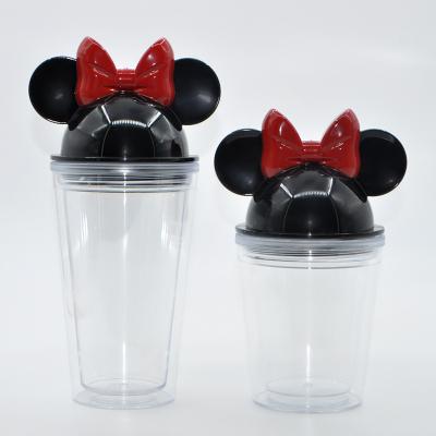 China Wholesale Kids Mickey Mouse Acrylic Tumbler For Kids Double Wall 12oz Clear Drinking Water Cup Bottle Of Plastic for sale