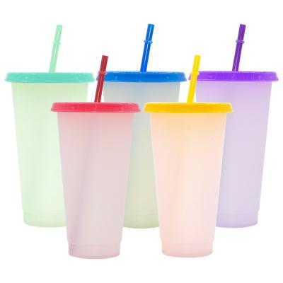 China Food Grade Reusable Reusable Color Changing Kids Water Bottle With Lid And Straw BPA Free Fun Cup For Kids for sale