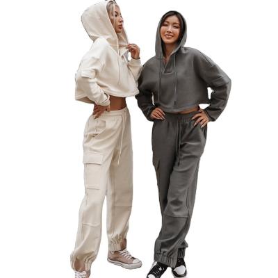 China Viable Fall Sets Women 2021 Custom Sets Jumper Gym Custom Workout 2 Piece Women Jogger Sweatpants and Women's Hoodie Set for sale