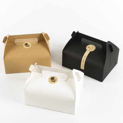 China Recycled Materials Handmade Gift Box Customization Dessert Snack Boxes Environmentally Friendly Folding Kraft Paper Portable Box for sale