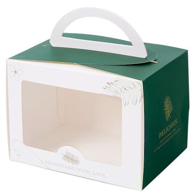 China Recycled Materials Custom Design Luxury Square Cardboard Birthday Cake Packaging Paper Box With Handle for sale