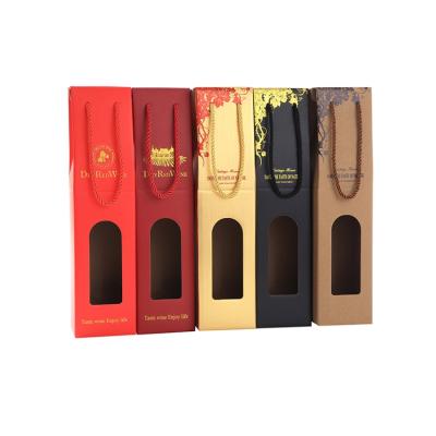 China Recycled Corrugated Single Materials Gift Cardboard Cardboard Paper Bottle Bag Glass Bottle Packaging Red Wine Corrugated Cardboard for sale