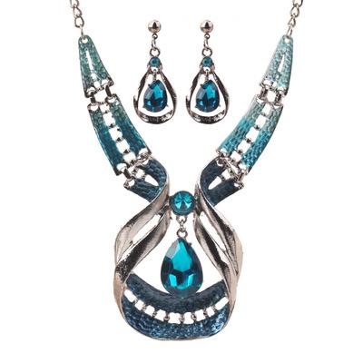 China High Quality European Fashion Crystal Alloy Direct Selling Earring And Necklace Set Jewelry Set For Women for sale