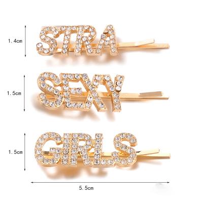 China Letter hair clips alphabet hair clip fashion word news hits small rhinestone custom lettering women PEAH012 for sale