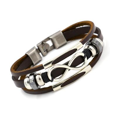 China New Fashion Vintage Joker Leather Bracelet 8 Multilayer Custom Word Bracelet Men and Women's Leather Bracelet for sale