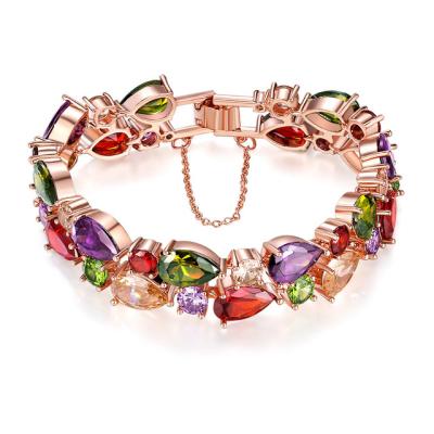 China Zircon Bracelet Wholesale Best Selling Popular High Quality Colorful Zircon Rose Gold Bracelet For Women for sale