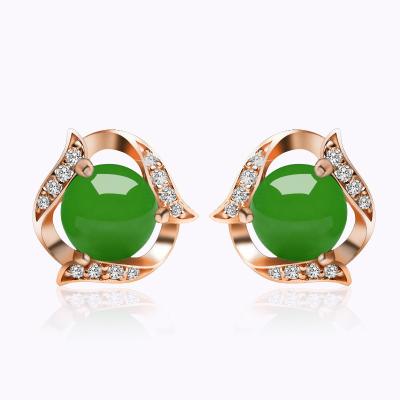 China Custom Fashion Wholesale New Fashion Green Jade Dangle Earrings Stud For Women for sale