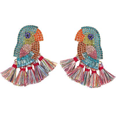 China Wholesale Fashion New Diamond Bird Earring Custom Animal Crystal Rhinestone Female Bohemian Earrings for sale