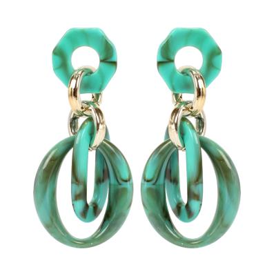 China Acrylic Earrings Shape New Acrylic Ladies Hollow Out Round Earrings Ear Studs Jewelry for sale