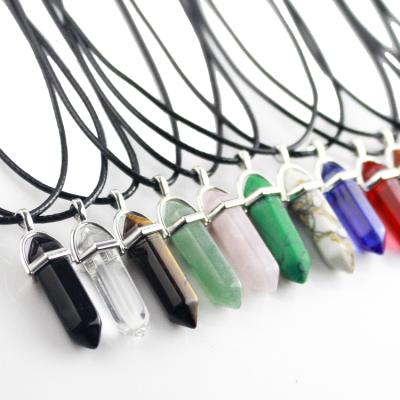 China Wholesale CLASSIC Fashionable Bullet Shape Quartz Crystal Natural Stone Pendant Necklace for sale