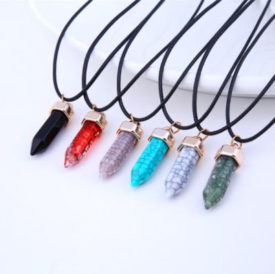 China Fashionable Hexagonal Pendent Six Horns Jewelry Explosion Natural Stone Necklace for sale