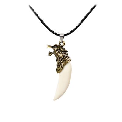 China Men Personality Vintage Wolf Tooth Pendant Star Same Fashionable Hot Selling Necklace. for sale