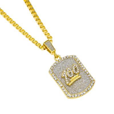 China Wholesale Shiny Luxury Hip Hop Gold Men's Hiphop INS Pendant Necklace for sale