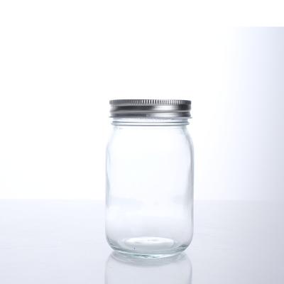 China Steamable 500ml Regular Mouth Metal Tinplate Honey Clear Round Mason Jar for sale