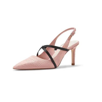 China Breathable High Quality Summer Grade Anti-Slippery Top Heel Heeled Sandals Open Heel Pumps Thin Heels For Women for sale