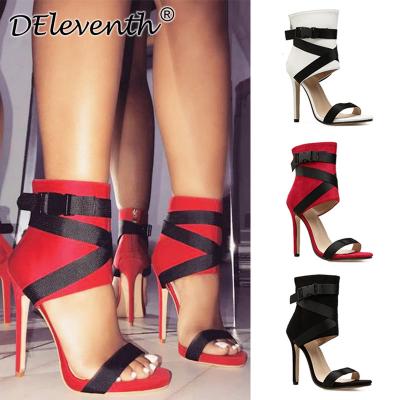 China Fashion Round Cross Super High Heel Buckle Strap Sexy Fish Mouth Sandals for sale