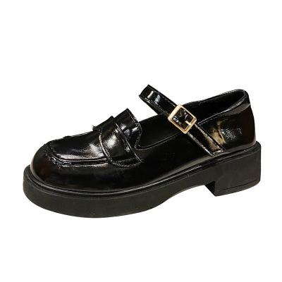 China Fashion Trend Black Platform Mary Jane Loafers Fashion Platform Patent Loafers With Round Toe for sale