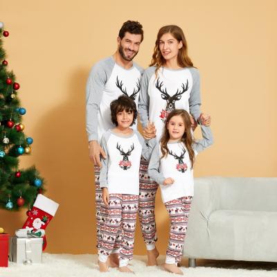 China 2021 QUICK DRY adult elk new homewear pajamas print long sleeve Christmas onesie woman plus size for family for sale