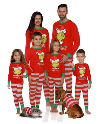 China Plus Size Homewear Pajamas 2021 New Sleeve Christmas Reindeer Plaid Long Pajamas Striped Sleepwear Kids Holiday Homewear For Family for sale