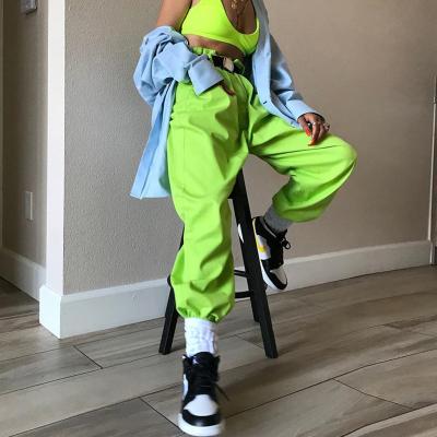 China Autumn Fashion Hip Hop Fluorescent Green Joggers Streetwear Track Viable Hot Selling Solid Casual Loose Pants For Women for sale