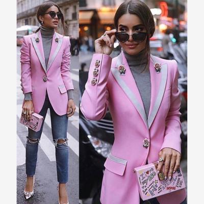 China CDSeny 2021 Breathable New Arrivals Wholesale Fashion Rose Single Button Embellished Women Blazer Jacket for sale