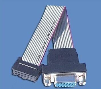 China 15 Pin LCD Display DB15 To IDC Cable Connector UL265 130 ~ 22AWG Grey And Red for sale