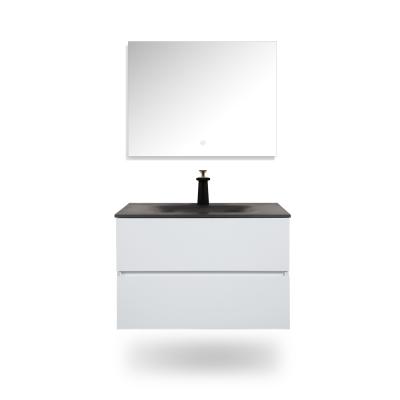 China High Quality Modern Wall Mounted Melamine Mirror Modern MDF Bathroom Vanity With Top Sink for sale