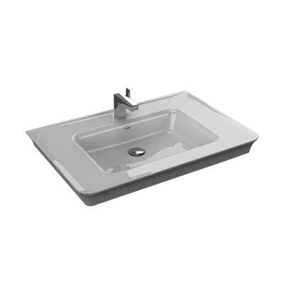 China Smooth Modern Rectangle Countertop Art Ceramic Hand Wash Basin Bathroom Sink for sale