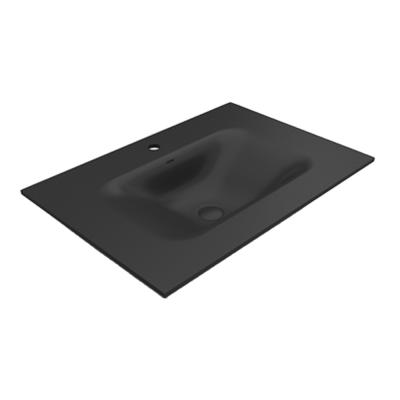 China Modern Bathroom Accessories Rectangular Drop In Bathroom Black Quartz Sand Vanity Sink For Countertops for sale