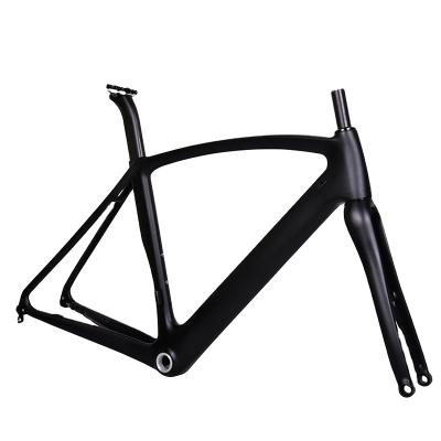 China Road Bikes Dengfu FM099 700C Carbon Bike Mount Frameset Aerial Fork Seatpost Flat Road Bike Disc Frame for sale