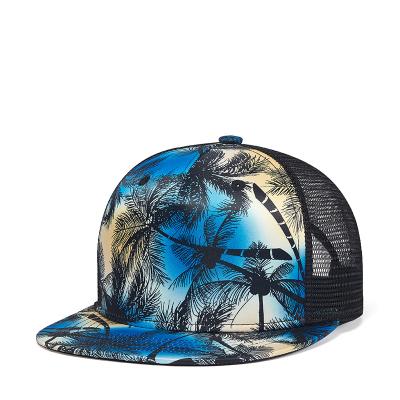 China COMMON Printing Mesh Back Snapback Hat For Men And Woman Adjustable Size Flat Bill Hat for sale