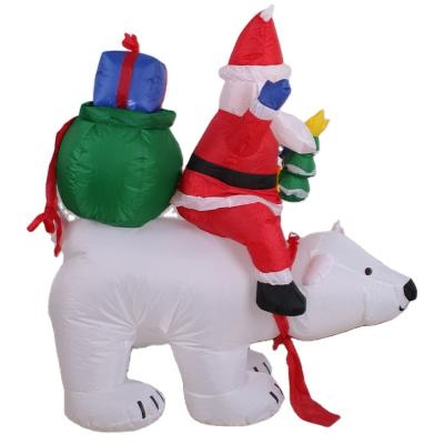 China Chirstmas Decor Premium 1.2m Polar Bear With Gifts Christmas Santa Claus With Adorable Polar Bear Rides Holiday Season for sale