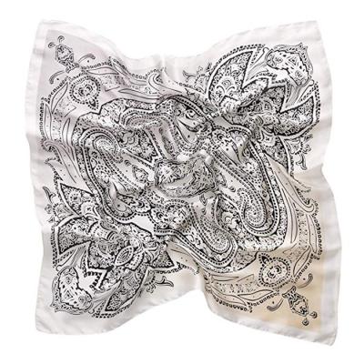 China 70CM Square Style Silk Bohemian Ladies Print Satin Square Scarf Small Silk Neck Hair Scarf for sale