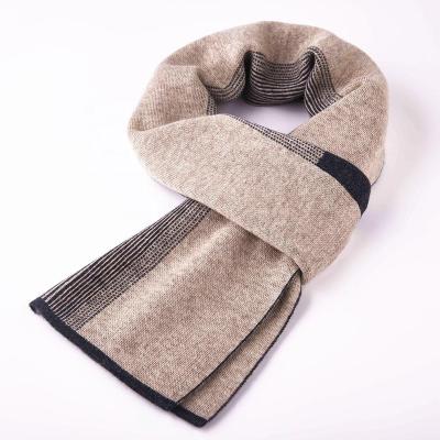 China Cashmere Knitted Stripe Mens Wool Scarf Jacquard Winter Scarf Gentlemen Business Scarves Custom Made for sale