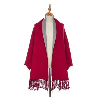 China 2020 Other New Style Ladies Ponchos With Wine Sleeves Women Tassel Shawl Scarf Cashmere Custom Shawl for sale