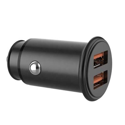 China Car 36W QC Aluminum Type-C Mini Dual Ports Type C+ PD Car Charger For Mobile Phone Charging for sale