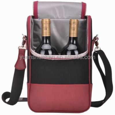 China Insulated2-Bottle Food Wine Cooler Carrier Case Bottle Bag Top Handle Travel Picnic for sale