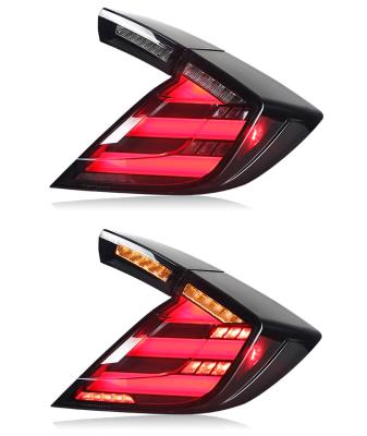 China ABS+PC Taillight Tail Lights For Honda Civic 2016 Hatchback Type R 10th 2017 DRL+ Dynamic Turn Signal+Reverse+Brake LED for sale