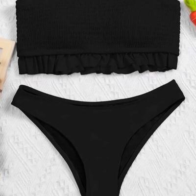 China Wholesale Breathable Swimsuit Women Summer Elasticity High Tops Sexiness Black Implicit Bikini for sale